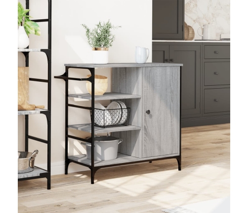 vidaXL virtuves ratiņi, pelēki, 87,5x38,5x84,5 cm, inženierijas koks