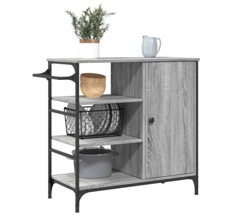 vidaXL virtuves ratiņi, pelēki, 87,5x38,5x84,5 cm, inženierijas koks