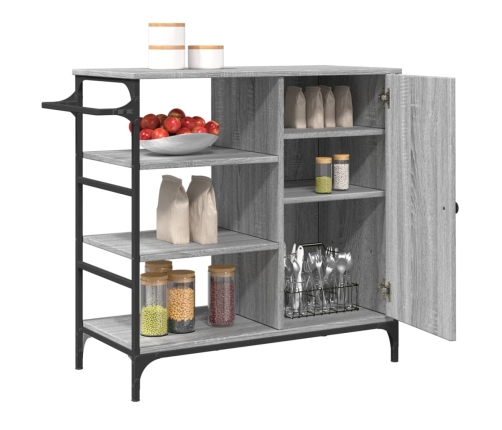 vidaXL virtuves ratiņi, pelēki, 87,5x38,5x84,5 cm, inženierijas koks