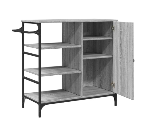 vidaXL virtuves ratiņi, pelēki, 87,5x38,5x84,5 cm, inženierijas koks