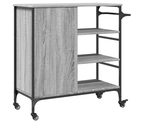 vidaXL virtuves ratiņi, pelēki, 87,5x38,5x84,5 cm, inženierijas koks