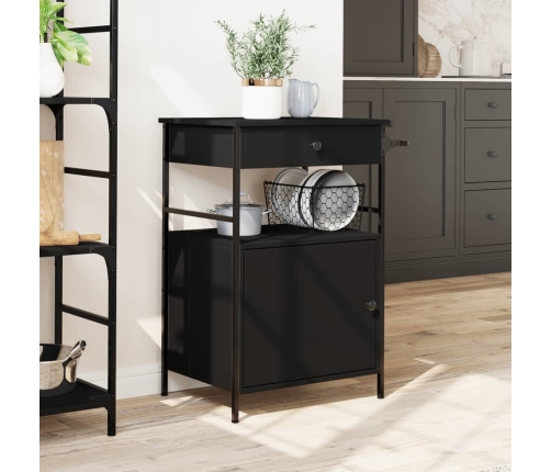 vidaXL virtuves ratiņi, melni, 56x43x89,5 cm, inženierijas koks