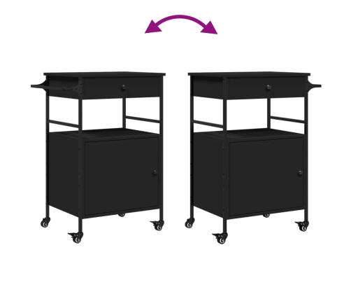 vidaXL virtuves ratiņi, melni, 56x43x89,5 cm, inženierijas koks