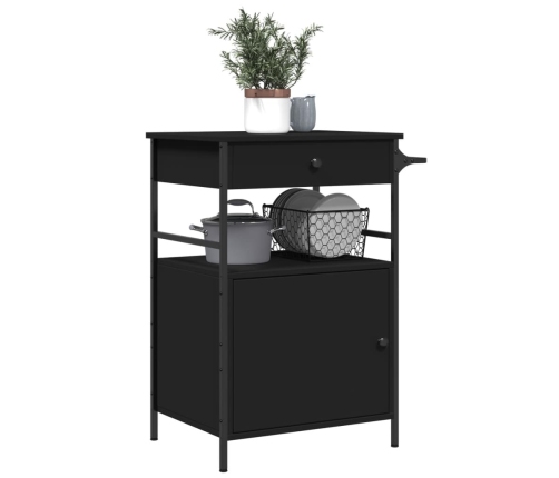 vidaXL virtuves ratiņi, melni, 56x43x89,5 cm, inženierijas koks