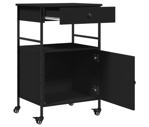 vidaXL virtuves ratiņi, melni, 56x43x89,5 cm, inženierijas koks