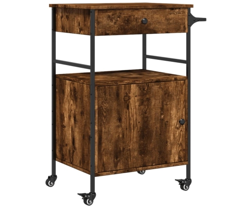 vidaXL virtuves ratiņi, ozolkoka, 56x43x89,5 cm, inženierijas koks