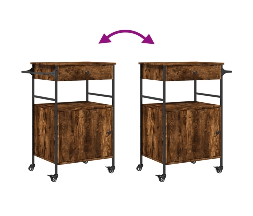 vidaXL virtuves ratiņi, ozolkoka, 56x43x89,5 cm, inženierijas koks