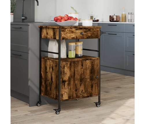 vidaXL virtuves ratiņi, ozolkoka, 56x43x89,5 cm, inženierijas koks