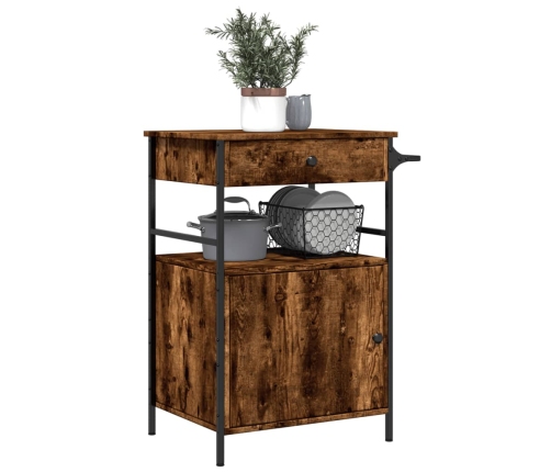 vidaXL virtuves ratiņi, ozolkoka, 56x43x89,5 cm, inženierijas koks