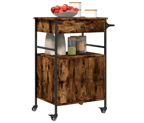 vidaXL virtuves ratiņi, ozolkoka, 56x43x89,5 cm, inženierijas koks