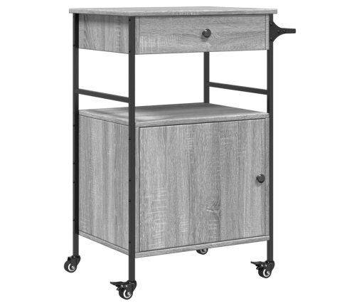 vidaXL virtuves ratiņi, pelēka koka, 56x43x89,5 cm, inženierijas koks