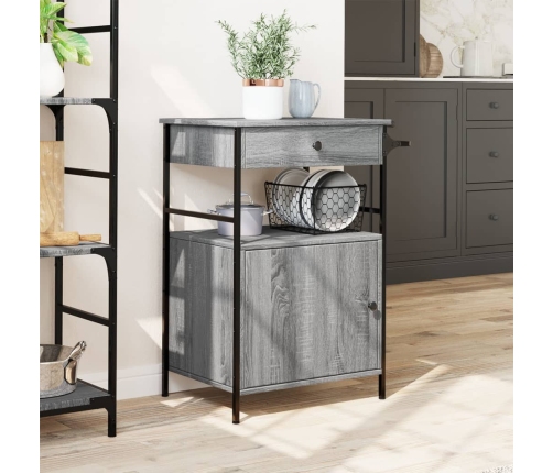 vidaXL virtuves ratiņi, pelēka koka, 56x43x89,5 cm, inženierijas koks