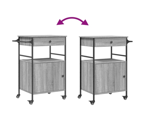 vidaXL virtuves ratiņi, pelēka koka, 56x43x89,5 cm, inženierijas koks