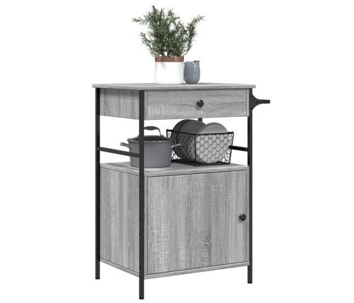 vidaXL virtuves ratiņi, pelēka koka, 56x43x89,5 cm, inženierijas koks