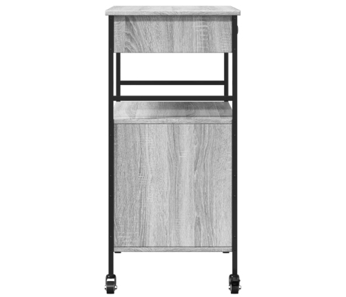 vidaXL virtuves ratiņi, pelēka koka, 56x43x89,5 cm, inženierijas koks