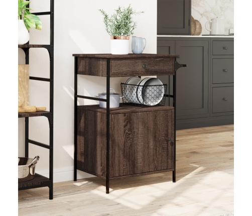 vidaXL virtuves ratiņi, brūni, 56x43x89,5 cm, inženierijas koks