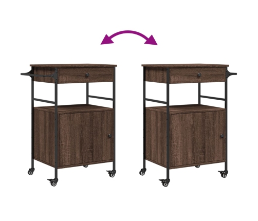 vidaXL virtuves ratiņi, brūni, 56x43x89,5 cm, inženierijas koks