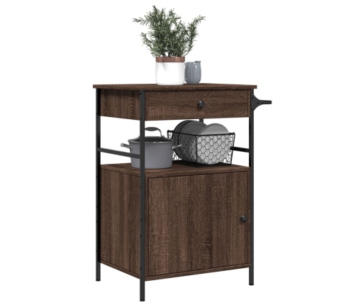 vidaXL virtuves ratiņi, brūni, 56x43x89,5 cm, inženierijas koks