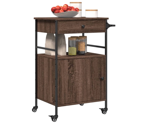 vidaXL virtuves ratiņi, brūni, 56x43x89,5 cm, inženierijas koks