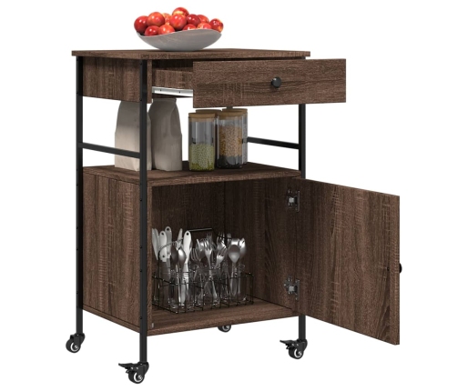 vidaXL virtuves ratiņi, brūni, 56x43x89,5 cm, inženierijas koks