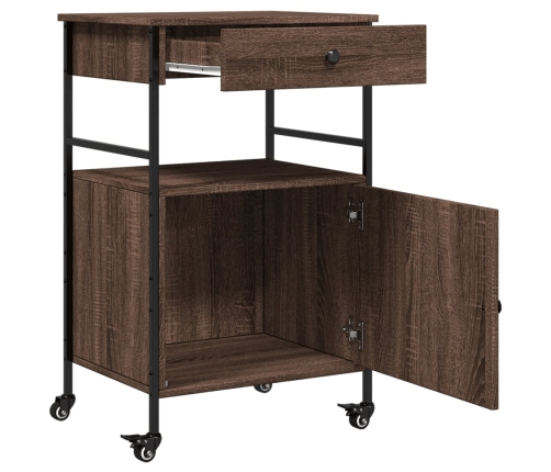 vidaXL virtuves ratiņi, brūni, 56x43x89,5 cm, inženierijas koks