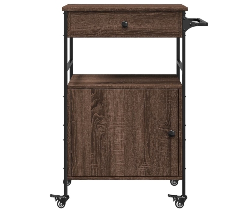 vidaXL virtuves ratiņi, brūni, 56x43x89,5 cm, inženierijas koks