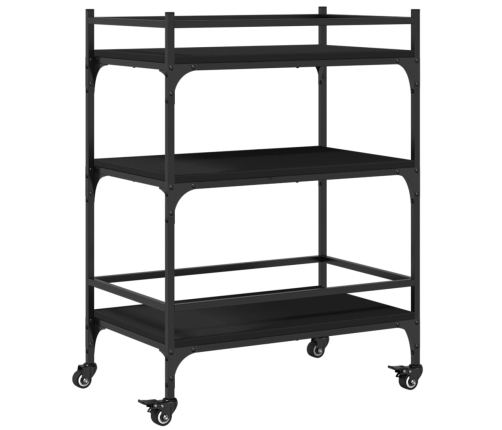 vidaXL virtuves ratiņi, melni, 65x40x86,5 cm, inženierijas koks