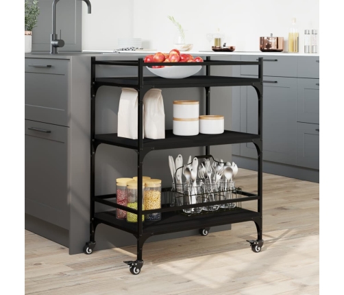 vidaXL virtuves ratiņi, melni, 65x40x86,5 cm, inženierijas koks