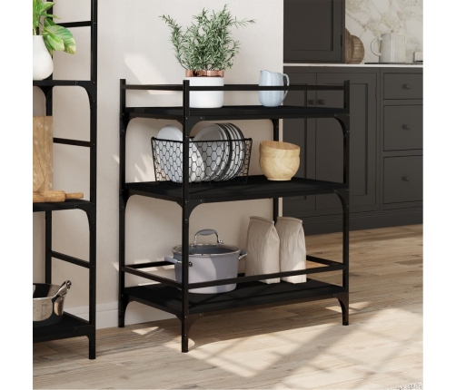 vidaXL virtuves ratiņi, melni, 65x40x86,5 cm, inženierijas koks