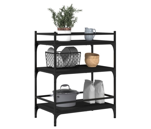 vidaXL virtuves ratiņi, melni, 65x40x86,5 cm, inženierijas koks