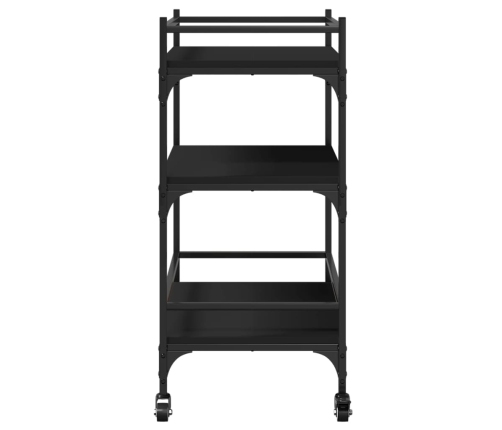 vidaXL virtuves ratiņi, melni, 65x40x86,5 cm, inženierijas koks