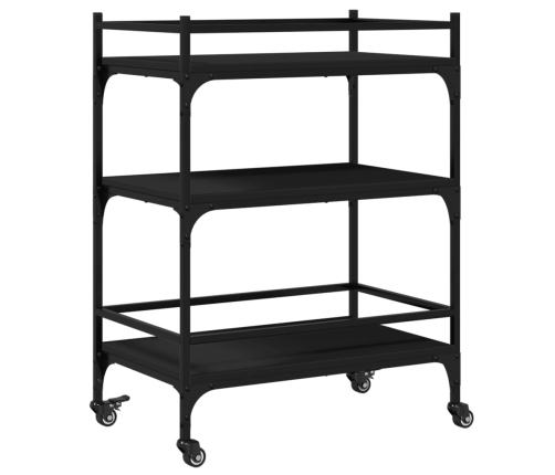 vidaXL virtuves ratiņi, melni, 65x40x86,5 cm, inženierijas koks