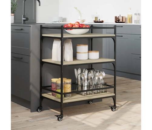 vidaXL virtuves ratiņi, ozolkoka, 65x40x86,5 cm, inženierijas koks