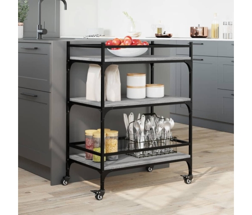 Virtuves Ratiņi, Pelēka Koka, 65X40X86,5 Cm, Inženierijas Koks Vidaxl