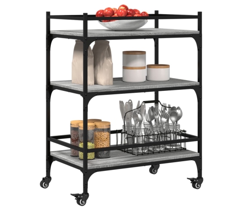 Virtuves Ratiņi, Pelēka Koka, 65X40X86,5 Cm, Inženierijas Koks Vidaxl