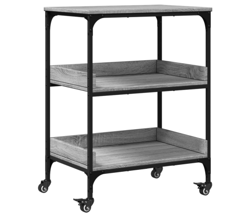 vidaXL virtuves ratiņi, pelēka koka, 60x41x80,5 cm, inženierijas koks