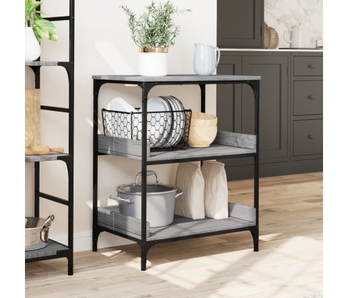 vidaXL virtuves ratiņi, pelēka koka, 60x41x80,5 cm, inženierijas koks