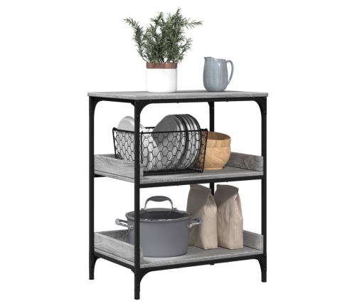 vidaXL virtuves ratiņi, pelēka koka, 60x41x80,5 cm, inženierijas koks