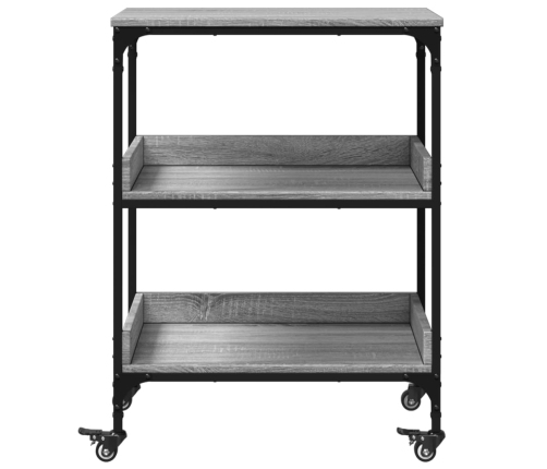 vidaXL virtuves ratiņi, pelēka koka, 60x41x80,5 cm, inženierijas koks