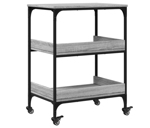 vidaXL virtuves ratiņi, pelēka koka, 60x41x80,5 cm, inženierijas koks