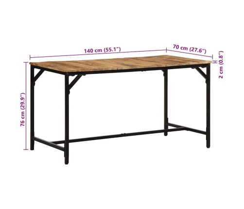 Virtuves Galds, 140X70X75 Cm, Masīvkoka Raupja Mango Vidaxl