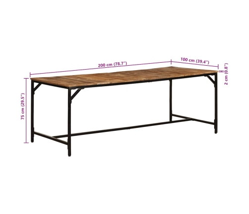 Virtuves Galds, 200X100X75 Cm, Masīvkoka Raupja Mango Vidaxl