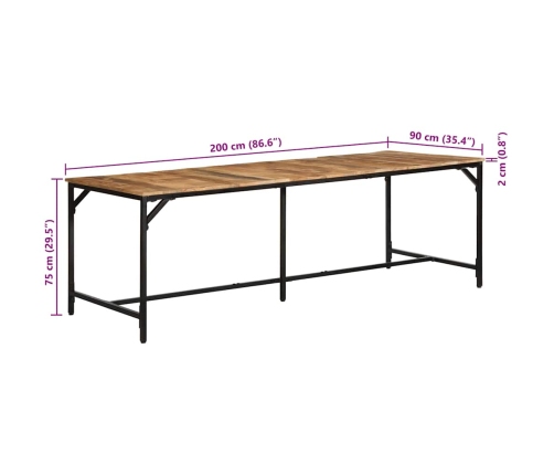 Virtuves Galds, 220X90X75 Cm, Masīvkoka Raupja Mango Vidaxl