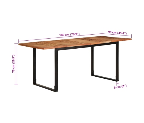 Virtuves Galds, 180X90X75 Cm, Akācijas Masīvkoks Vidaxl