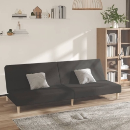 2-Vietīga Dīvāngulta, Melns Audums Vidaxl