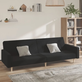 2-Vietīga Dīvāngulta, Melns Audums Vidaxl