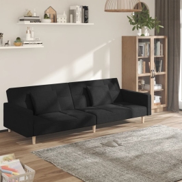 2-Vietīga Dīvāngulta Ar Diviem Spilveniem, Melns Audums Vidaxl