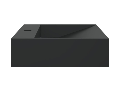 vidaXL izlietne, 60x38x11 cm, minerālu un marmora materiāls, melna