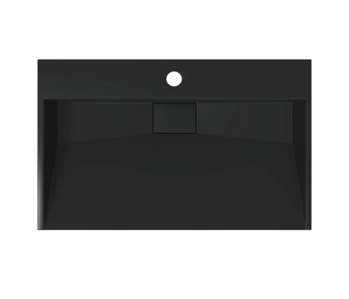 vidaXL izlietne, 60x38x11 cm, minerālu un marmora materiāls, melna