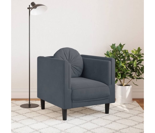 vidaXL atpūtas krēsls ar spilvenu, tumši pelēks samts